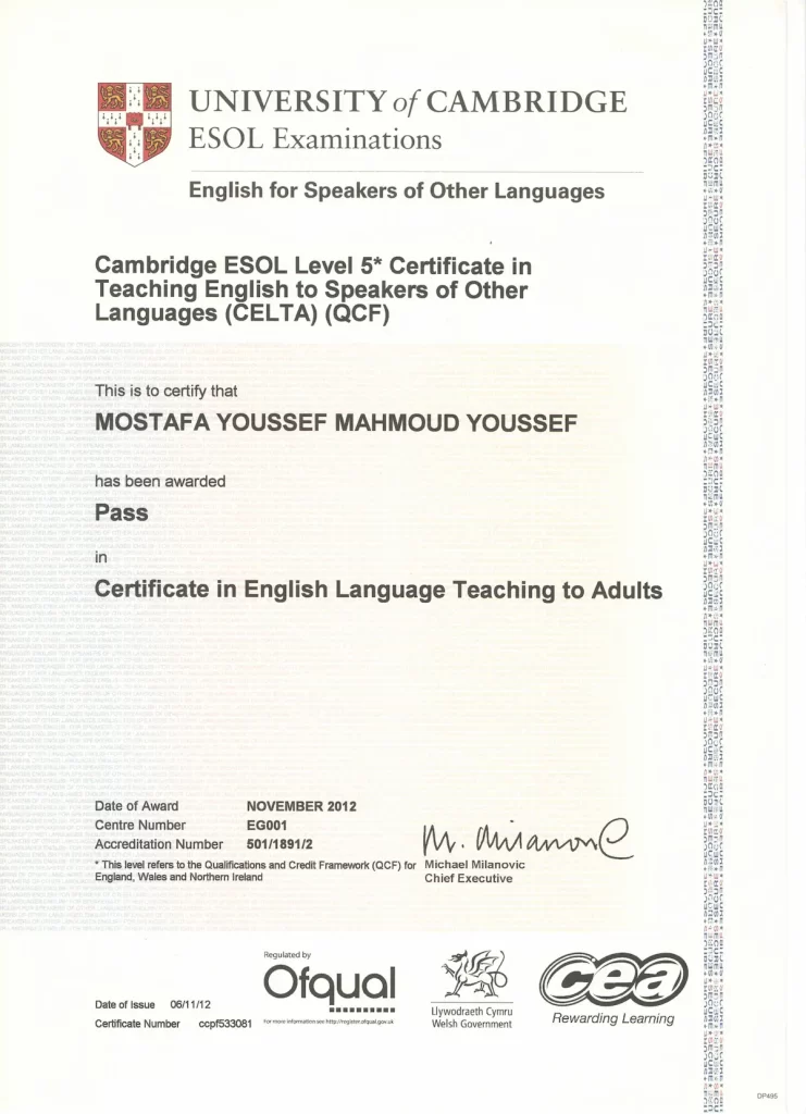 CELTA sertifikası örneği