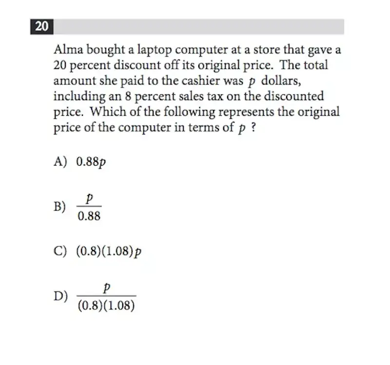 sat sınavı örnek matematik sorusu